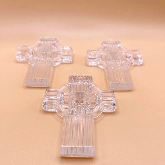 Vintage Waterford Marquis Crystal Cross Christmas Ornaments Set of 3 - Picture 6 of 8